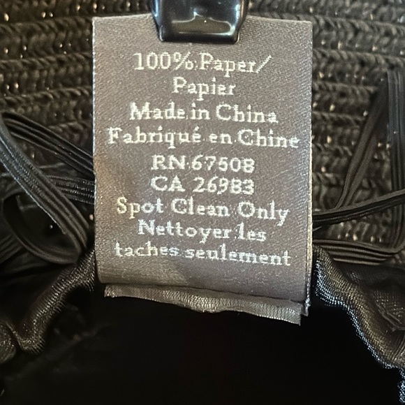 Vince Camuto Black Paper Braid Kettle Hat - Picture 7 of 7